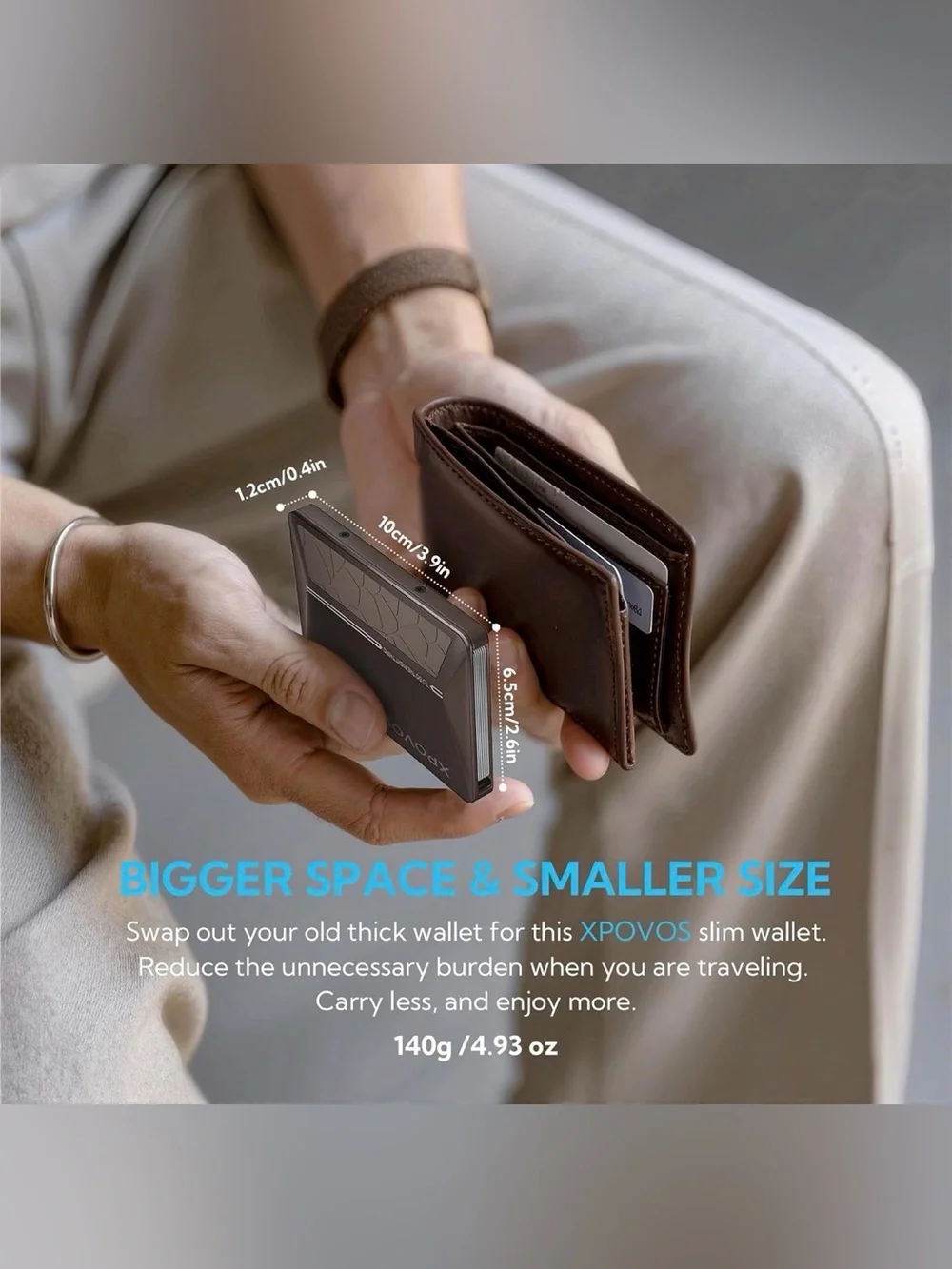 Minimalist Wallet for Men - RFID Blocking Slim Wallet with Money Clip - Swip